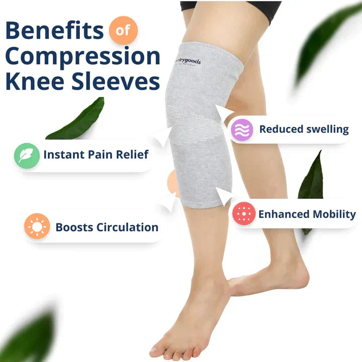 Instant Pain Relief Bamboo Compression Knee Sleeves (Pack of 2)