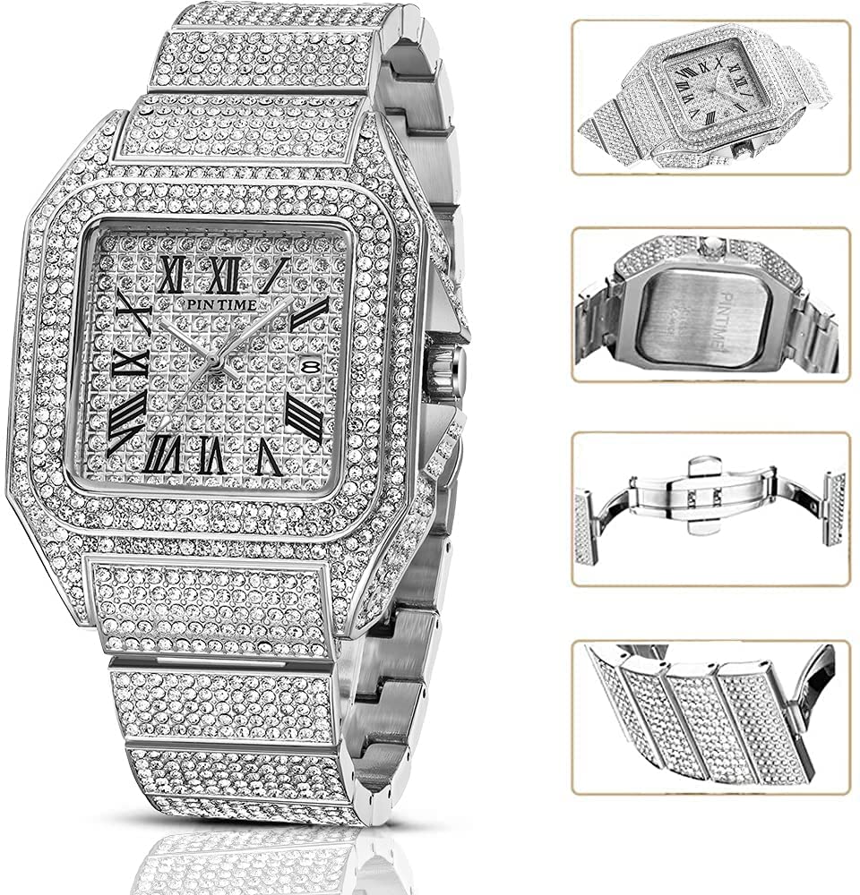 Men's Square Stainless Steel Wristwatch