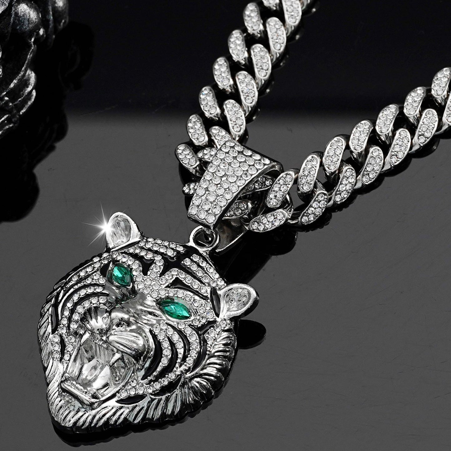 3D Tiger Pendant Necklace for Men