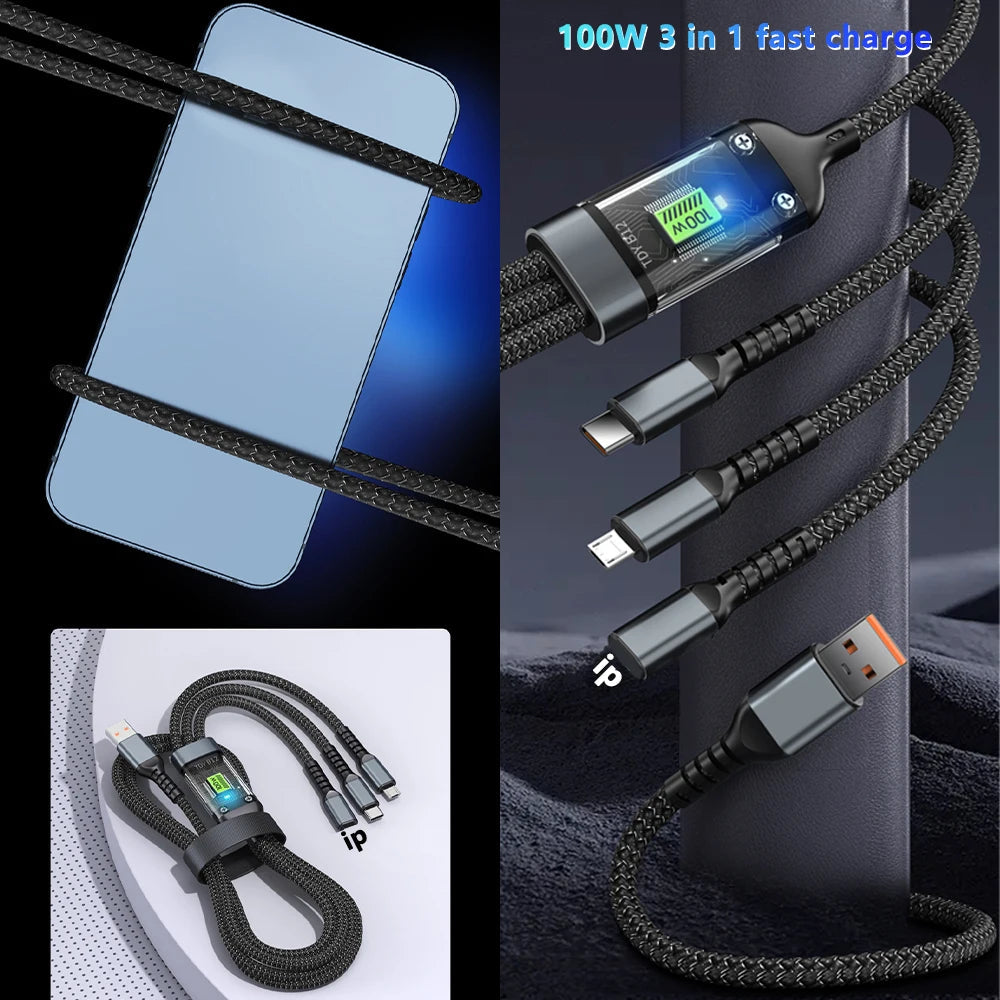 3 in 1 Fast Charging Cable for All Phones