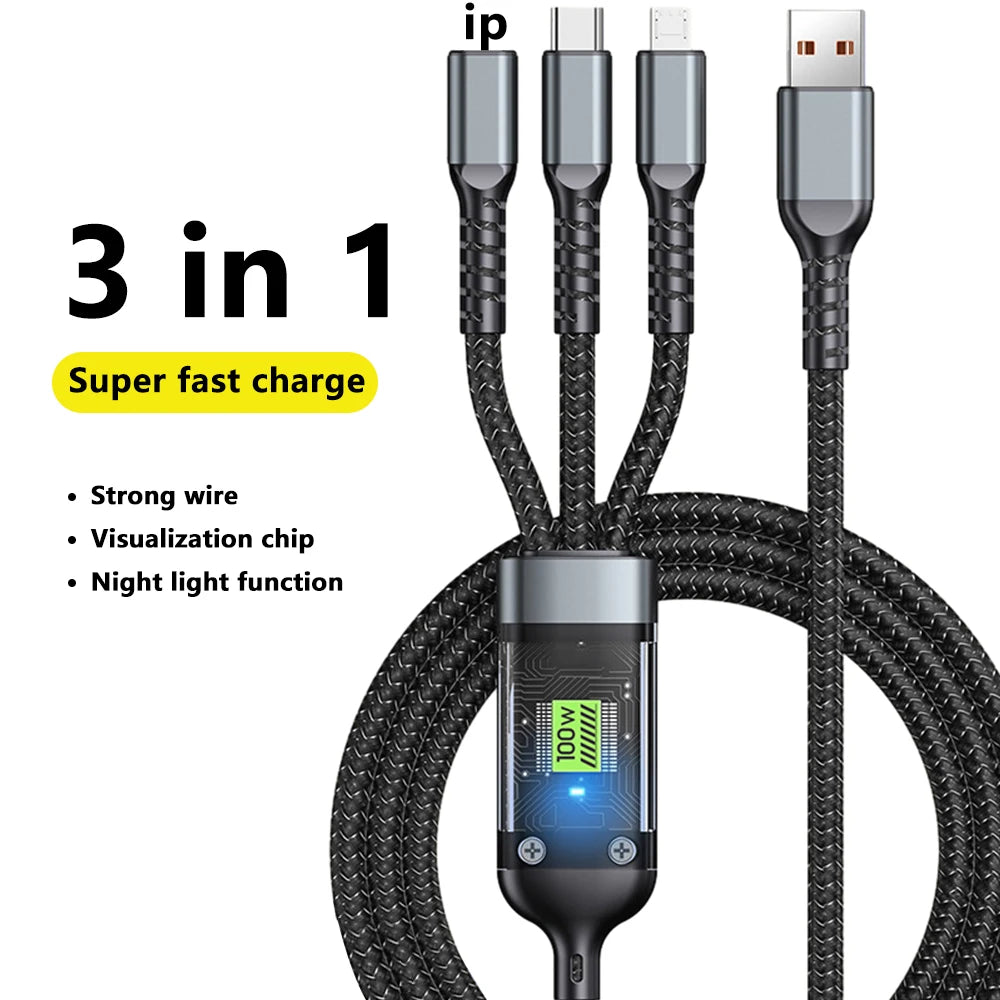 3 in 1 Fast Charging Cable for All Phones