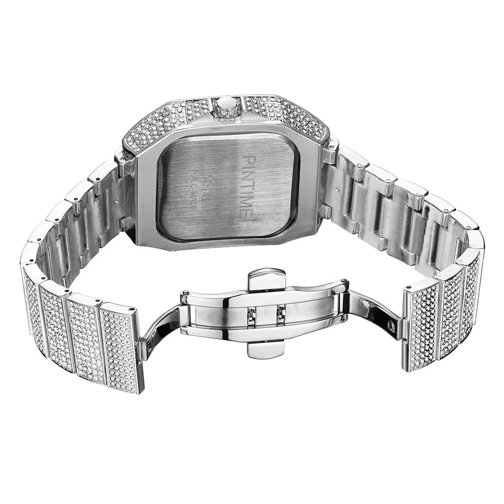 Men's Square Stainless Steel Wristwatch